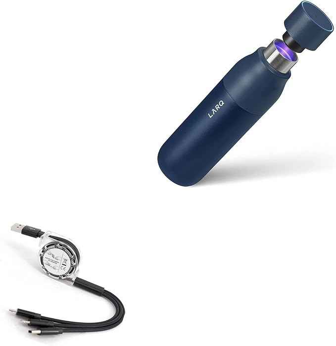 BoxWave Cable Compatible with LARQ Bottle PureVis 25 oz - AllCharge miniSync, Retractable, Portable USB Cable - Jet Black