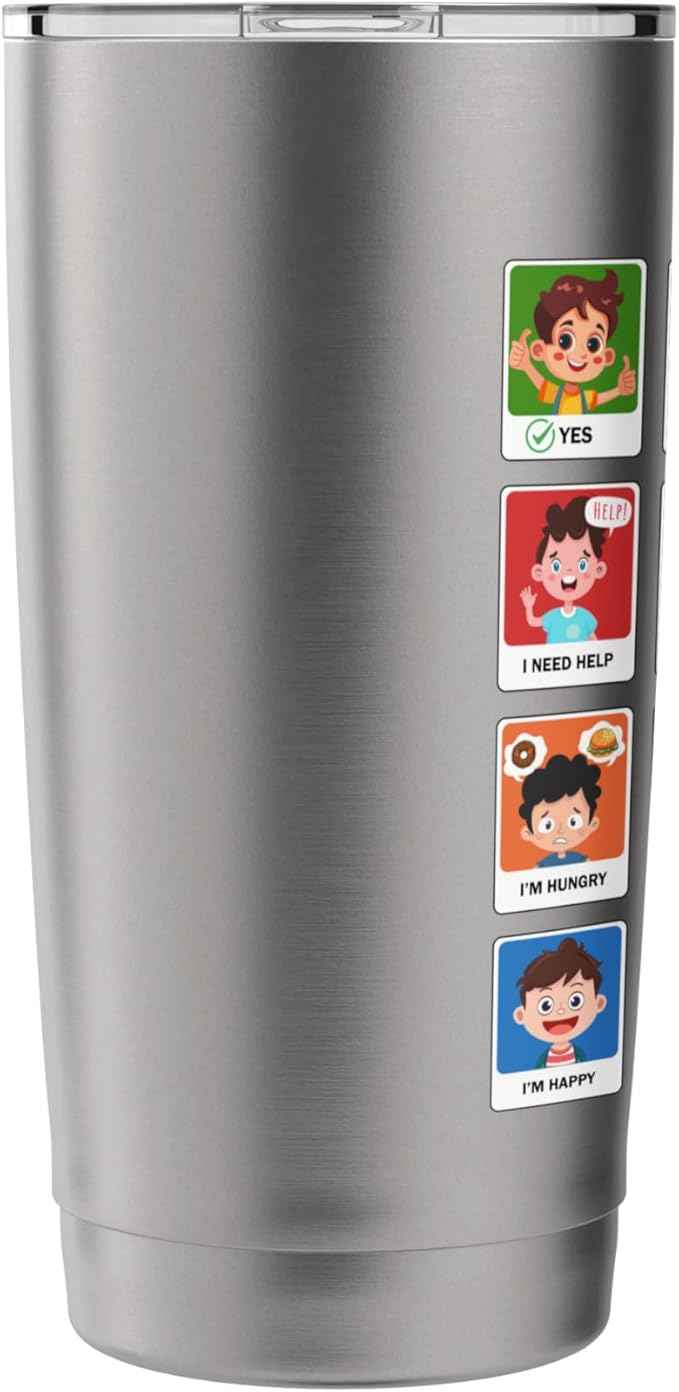 Autism Communication Cards Kids Emotions Speech Therapy AAC Stainless Steel Insulated Tumbler