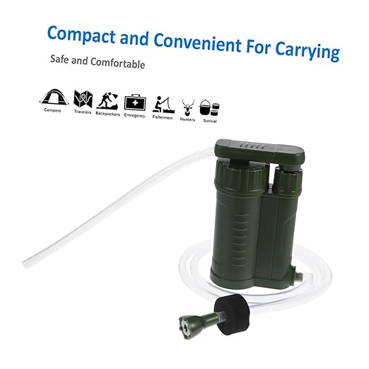 VICASKY 1pc Portable Outdoor Water Filter Pump Emergency Personal Water Purifier for Camping Hiking and Survival Removes Sediments and