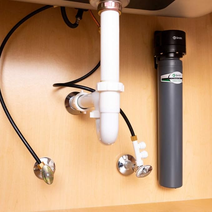 AO Smith Water Filter for Sink Faucet - Advanced Direct Connect Under Sink Water Filter System - Claryum Filtration Reduces 99% of 78 Harmful Contaminants - AO-MF-ADV