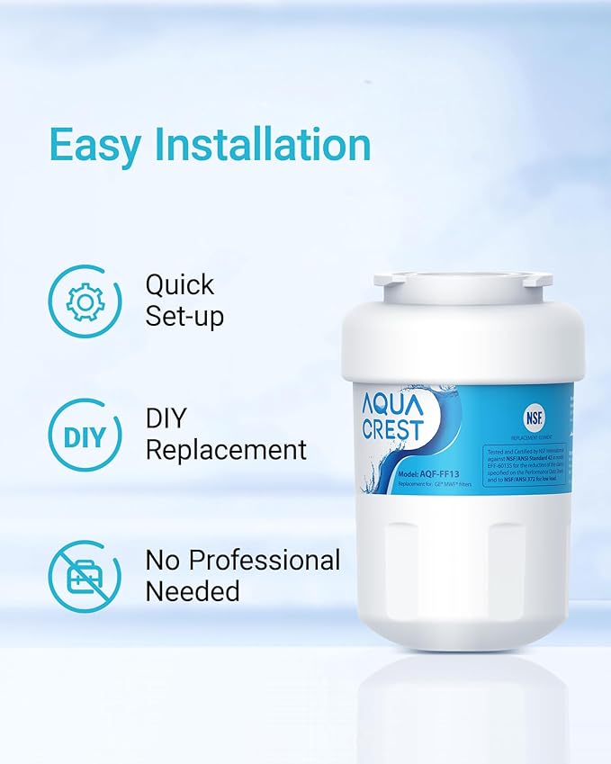 AQUA CREST AQF-FF13 Replacement for GE® MWF®, SmartWater® MWFP, MWFINT, MWFA, GWF, HDX FMG-1, Kenmore® 9991 Refrigerator Water Filter