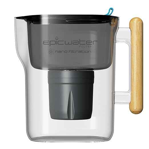Epic Nano | Water Filter Pitchers for Drinking Water | 10 Cup | 150 Gallon Filter | Gravity Water Filter (Black & Bamboo)