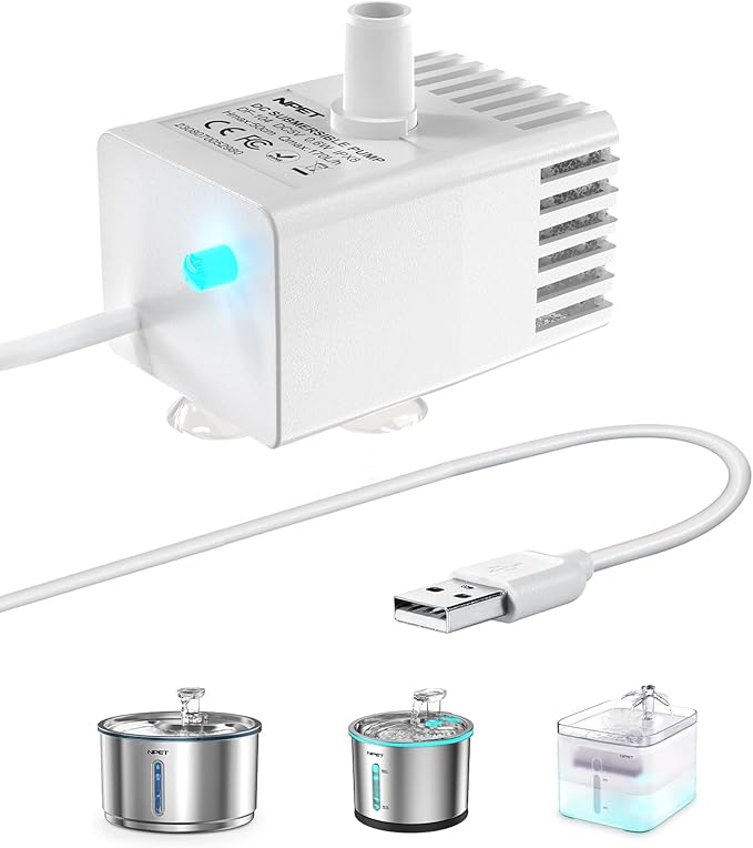 NPET Pet Water Fountain Water Pump with LED Light for WF020/WF050/WF210 Cat Fountain