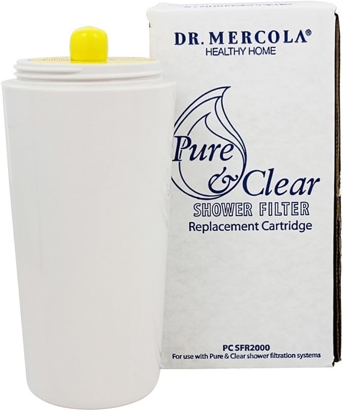 Dr. Mercola Shower Filter Replacement Cartridge SFR2000 - Multi-Stage Water Filtration System - Natural Copper & Zinc Minerals - Maintains Water Pressure - 1 Cartridge