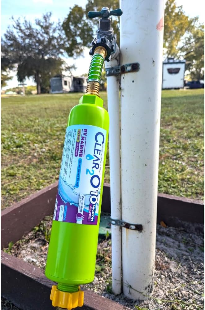 CLEAR2O® 2IN1 RV Inline Water Filter – The Ultimate Filtration Solution for RV Adventures - 10 Micron Solid Carbon Block & 15 Micron Pre-Filter - CRV1010