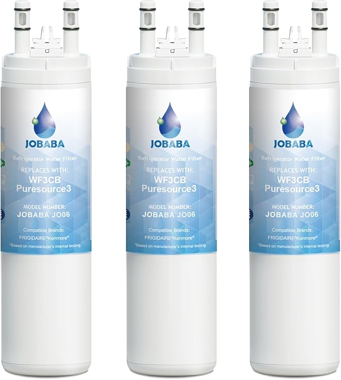 WF3CB Water Filter Replacement - Compatible with Frigidaire WF3CB, PureSource 3, 706465, 242086201, 242069601, PS3412266, AP4567491 Water Filter Replacement, Height 9 Inches, 3 Pack - AquaVibe