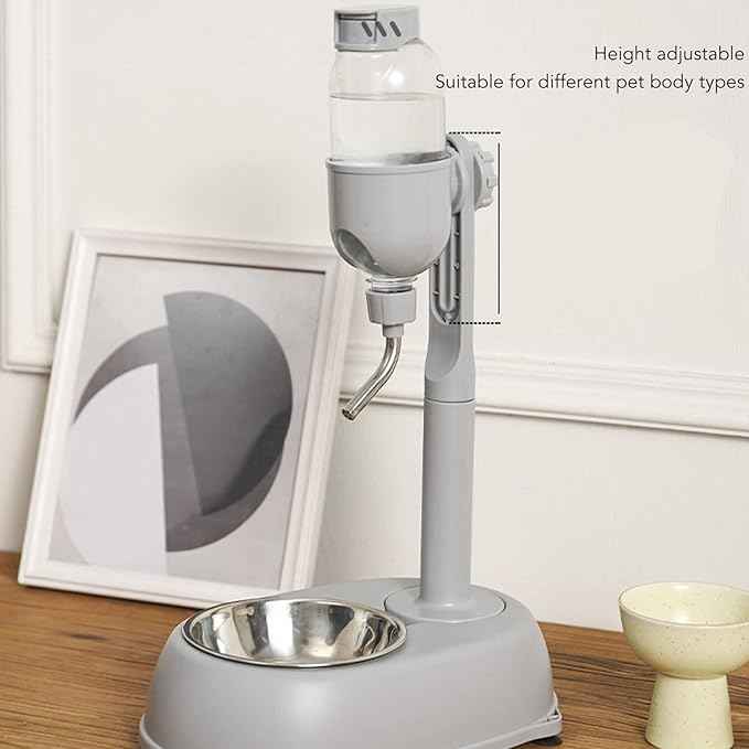 2 in 1 500ml Large Dog Water Bowl Dispenser, PP and ABS Automatic Dog Water Dispenser, Adjustable Pet Standing Water Dispenser Bowl for Cats and Others, 11 x 7.7 x 15.4in