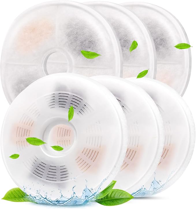 3/6/9 Pack Cat Water Fountain Filters Compatible with Catit Fountains, Petilog Carbon and Ion Exchange Resin Pet Fountain Filter Replacmence (9)