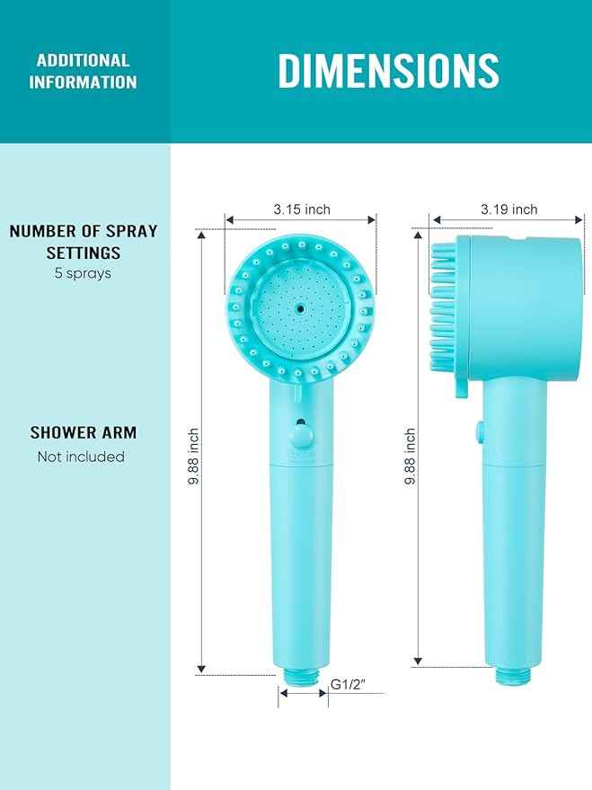 Cobbe Filtered Shower Head with Handheld, High Pressure 5-mode Showerhead with Filters, Built-in Power Wash for Hard Water - Remove Chlorine - Reduces Dry Itchy Skin, Emerald green
