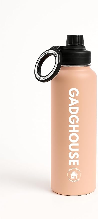 GadgHouse 40oz Stainless Steel Water Bottle with Magnetic Phone Holder – Leakproof, Insulated, BPA-Free, Keeps Hot 12H Cold 24H, for Gym, Office, Travel (BLUSH PINK)