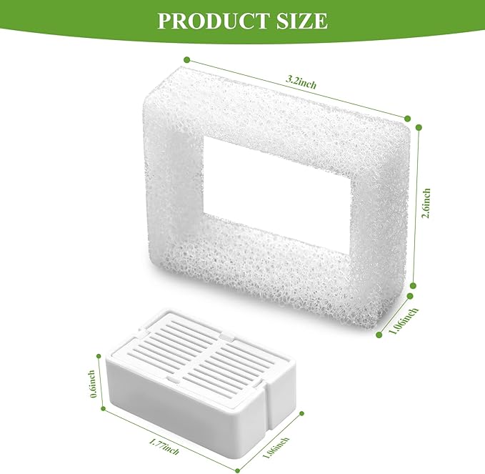 Cepheus 16 Pack Cat Water Fountain Filter with 4 Foam, Cupcake Pet Fountain Replacement Filters for Ceramic Cat Water Fountain, Carbon Fountain Filter Set