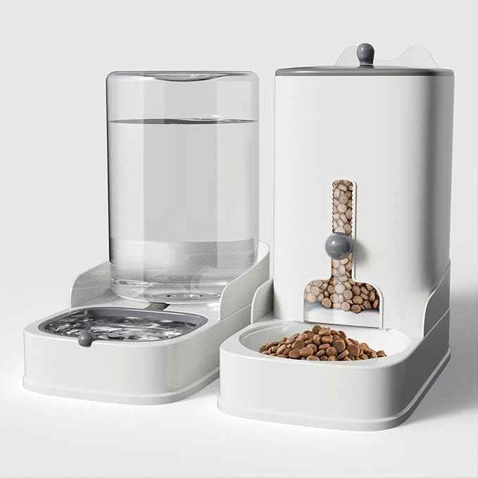 Gravity cat Feeder by Petmagic is a 3.6L Large-Capacity cat Food and Water Bowl Set. This Two-Piece Set is Suitable for pet Feeding, Including Small and Medium-Sized Dogs, Kittens.