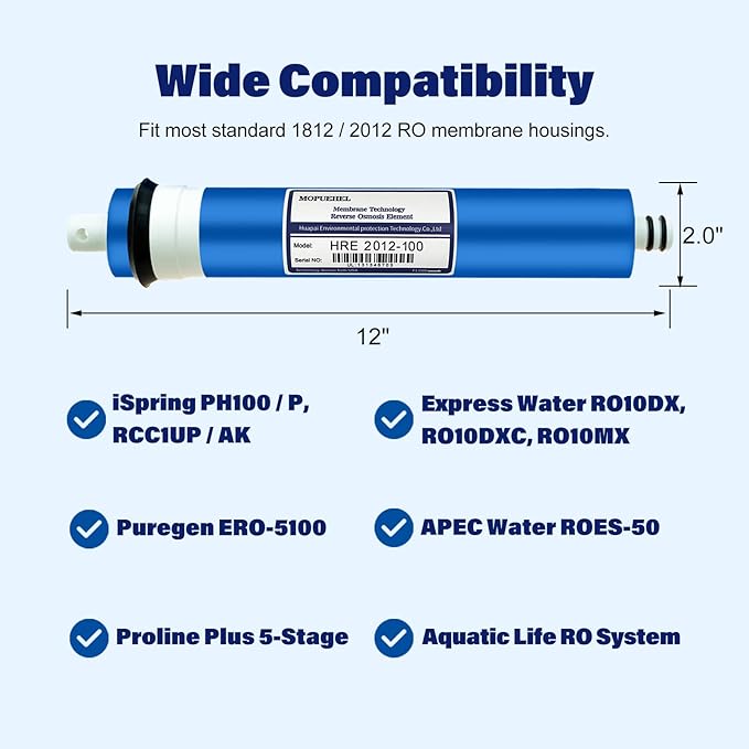 100 GPD RO Membrane with Reverse Osmosis Membrane Housing Set, Reverse Osmosis Filter Replacement Kit, RO Membrane Housing Set for DIY RO Water System & Maple Syrup Reverse Osmosis System