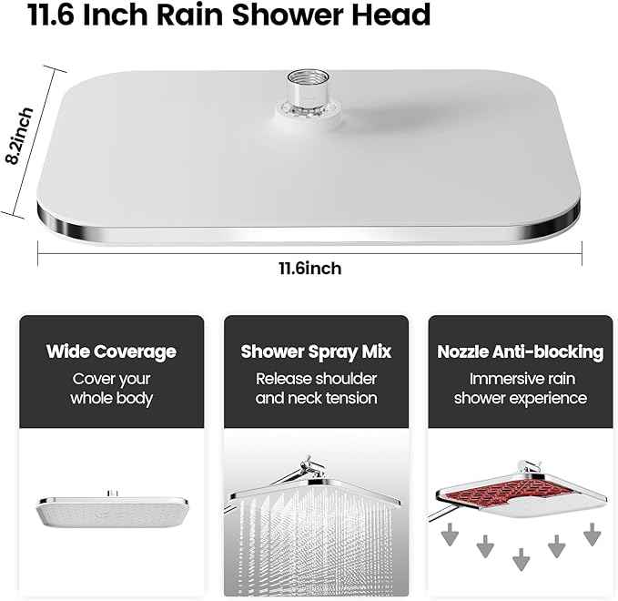 JOMOO Handheld Shower Head Combo, 12 Inch Rain Shower Head, Dual Showerhead Set with Filtered Handheld, Power Wash Mode, 10 Spray Settings, 3-Way Diverter, High Pressure for Bathroom, Chrome