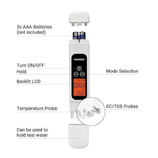 TDS Meter Digital Water Tester, INKBIRD Professional Electronic 3-in-1 TDS, Temperature and EC Meter, 0-4995ppm, Ideal ppm Meter for Drinking Water, Aquariums, and More Lab Viscometers(White)