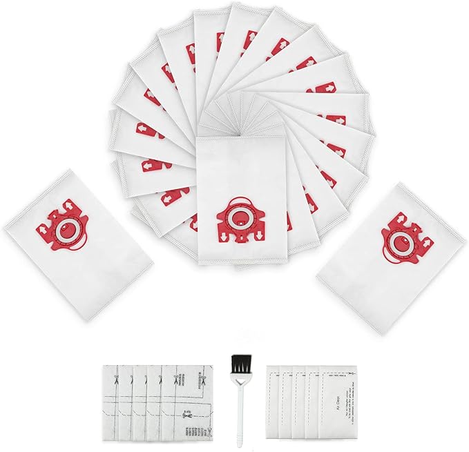 3D Airclean Dust Bags Replacement for Mie.le FJM Compact C2 Compact C1 Complete C1 S241 S290 S300i S500 S700 S4 S6 Series (Pack of 20) with 5 Motor Protection Filters 5 Air.Clean Filters - AquaVibe