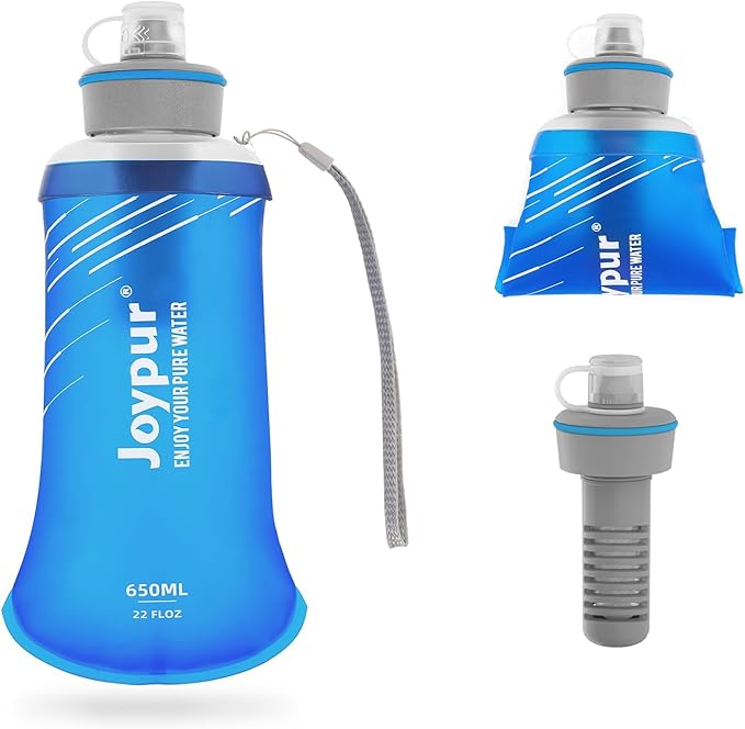Collapsible Squeeze Water Filter Bottle - 650ml with Filter with NSF/FDA Certification Befree or Peak Series replacement for Hiking,Running,Camping,Travel,Cycling,and Fishing; BPA-Free(Blue)