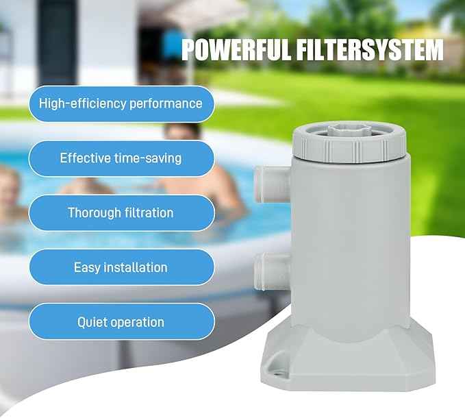 Above Ground Pool Filter Pump, Powerful Pool Filters System Above Ground Quickly and Cleanliness of Your Pool Water, Pool Pumps for Above Ground Pools (Unidirectional Interface: 530 GPH)