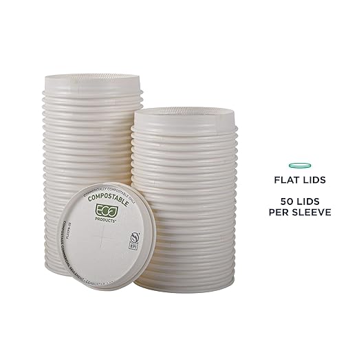 Eco-Products GreenStripe Compostable Paper Cup Lids, Case of 1000, Paper Lid Lined with Plant Based Plastic, X Slot for Straw, Fits 9-22oz Cups, Disposable, ASTM Compliant, BPI-Certified