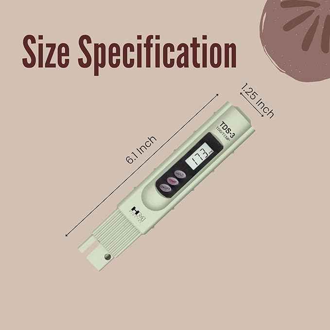 HM Digital TDS-3 Handheld TDS Meter With Carrying Case, 0 - 9990 ppm TDS Measurement Range, 1 ppm Resolution, +/- 2% Readout Accuracy