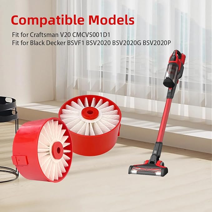 4 Pack N858184 HEPA Filters Replacement Compatible with Craftsman V20 Cordless Stick Vacuum CMCVS001D1, Vacuum Filter Fits for Black Decker BSVF1 BSV2020 BSV2020G BSV2020P Vacuum Cleaner - AquaVibe