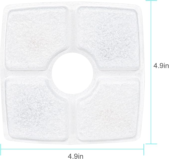 Wonder Creature Cat Water Fountain Filter, 8 Replacement Filters & 4 Replacement Pre-Filter Sponges Pack for 2.5L Cubic Pet Fountain Stainless Steel Top, Elliptical Automatic Cat Water Dispenser