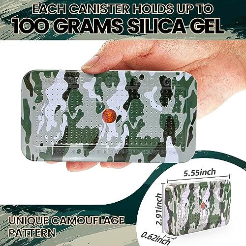 100 Gram Camouflage Gun Safe Dehumidifier Silica Gel Canister Rechargeable Dehumidifier Desiccant Reusable Indicating Desiccant Moisture Absorber with Visible Window [2PACK] (2 Count)