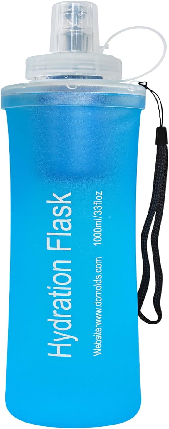 1L Soft Flask with Water Filter for Hiking, Camping & Travel - Collapsible TPU Water Bottle, 0.1 Micrometer Hollow Fiber Membrane for Clearer, Better Tasting Outdoor Water(Blue)