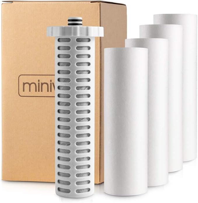 Miniwell Shower Filter 720-Plus with replaceable cartridges, shower head filter with Double Filters, remove 99% chlorine (z-Replacement-4+1 Filters)