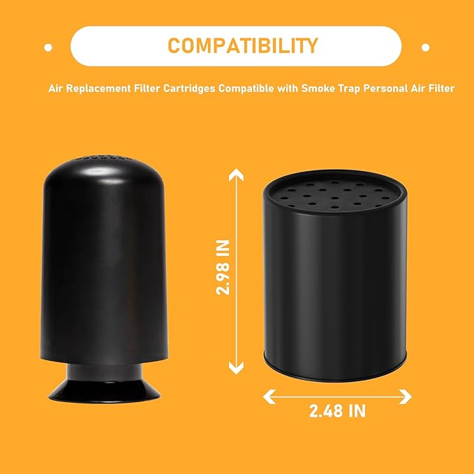 4 Pcs Replacement Filter Cartridges Only Compatible with Smoke Trap Personal Air Filter, with Activated Coconut Carbon Filter to Filter Smell, Long Lasting 500+ Exhales
