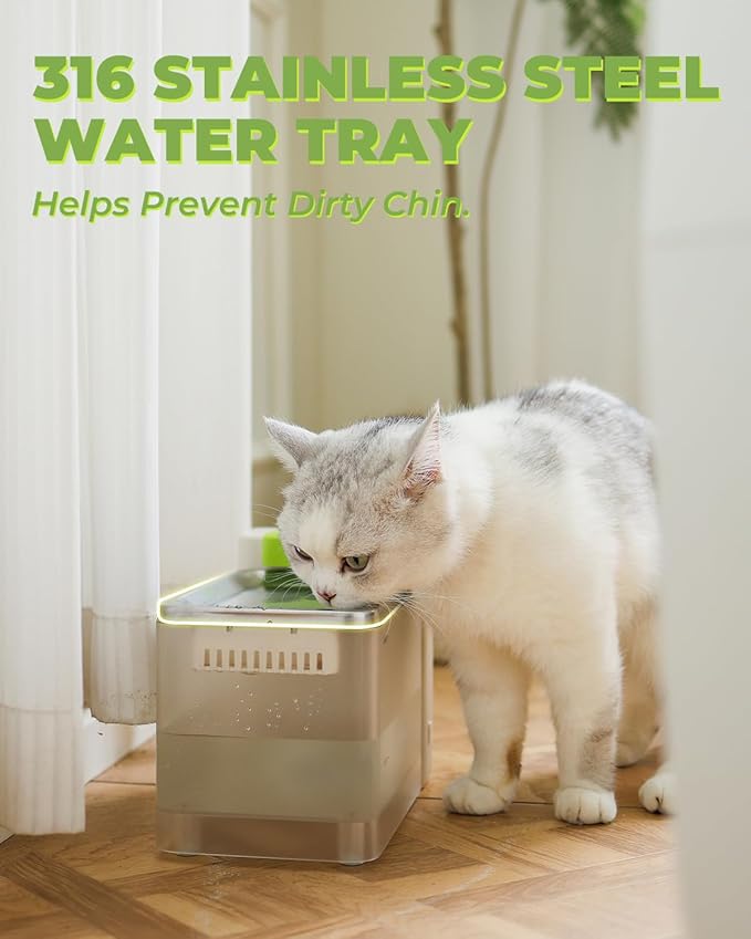 Furbulous True Clean-Drinking Automatic Water Dispenser with Ultrafiltration Tech, 316 Stainless Steel & BPA-Free Trays, 3.3L/112oz Bowl, Two-Mode Fountain for Cat/Medium Dog/Pet (Black, 3 UF)