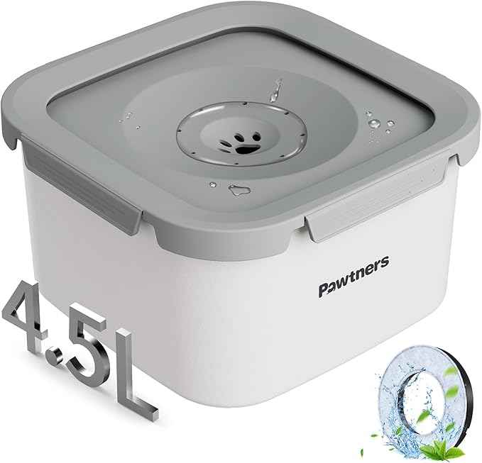 Pawtners Dog Water Bowl No Spill, 152oz/4.5L Stainless Steel Dog Floating Bowl, Slow Water Bowl for Dog with Filter, Non-Slip Base, No Splash Water Bowl for Medium Large Messy Drinkers White