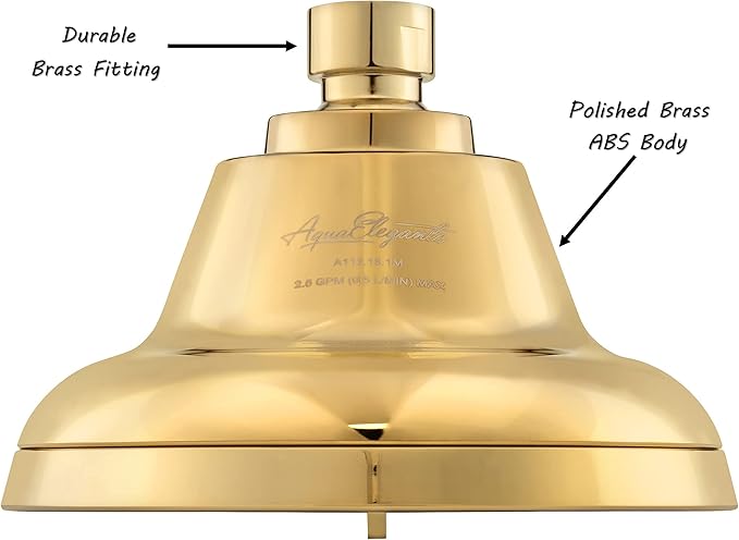 Massage Shower Head With Mist - High Pressure Boosting, Multi-Function, Massaging Rainfall Showerhead For Low Flow Showers & Adjustable Water Saving Nozzle, 1.8 GPM - Polished Brass - AquaVibe