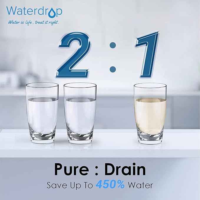 Waterdrop D6 Reverse Osmosis Water Filter, 600 GPD Under Sink Reverse Osmosis System, Reduce PFAS, 2:1 Pure to Drain, with Waterdrop Alkaline Water Filter System for Sink WD-ALK16