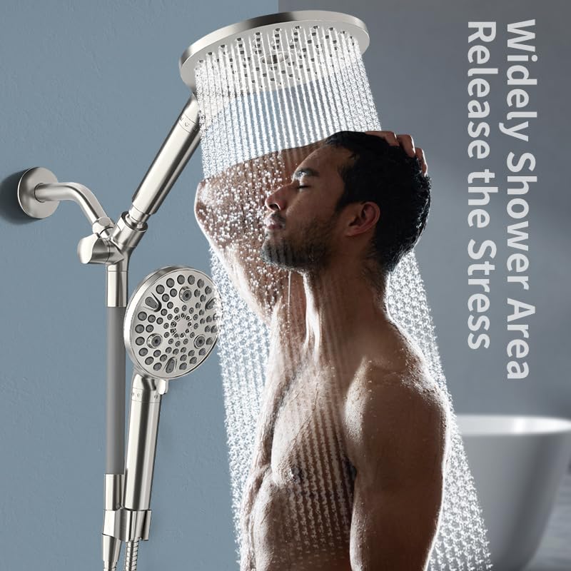 Dual Filtered Shower Heads with Handheld Spray Brushed Nickel