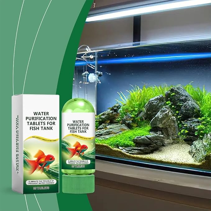 Powerful Aquarium Water Purification Tablet for Fish Tank,Portable Aqua Water Purification Tablets,Water Purifying Tablets for Aquariums,Remove All Kinds of Turbidity from Fish Tank Water (2pcs)