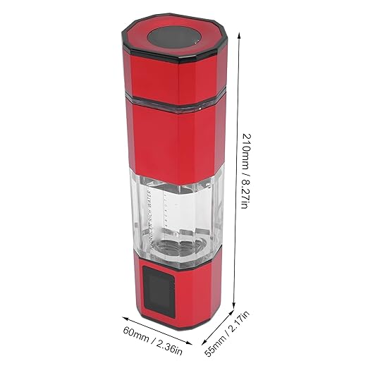 Hydrogen Water Bottle Generator, 250ml 2 Modes Automatic Backwash Mode 5V Hydrogen Water Machine for Fitness Sports Camping (Red)