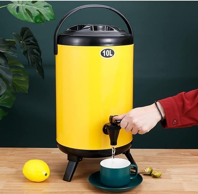 Urn Boiler Hot and Cold Water Dispenser Stainless Steel Tea Hot Water Bottle with Faucet Portable Handle Large Capacity Sealing (E 12L)