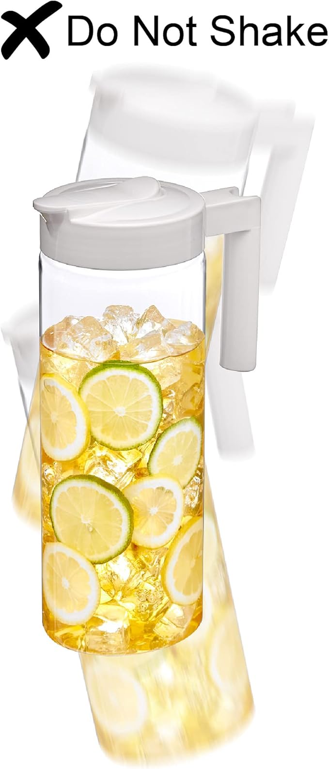 Amazing Abby - Skinny - Tritan Pitcher (64 oz), Unbreakable Plastic Water Pitcher with Lid, BPA-Free, Heat-Resistant, Dishwasher-Safe, Great for Both Iced and Hot Drinks, Indoors and Outdoors, White