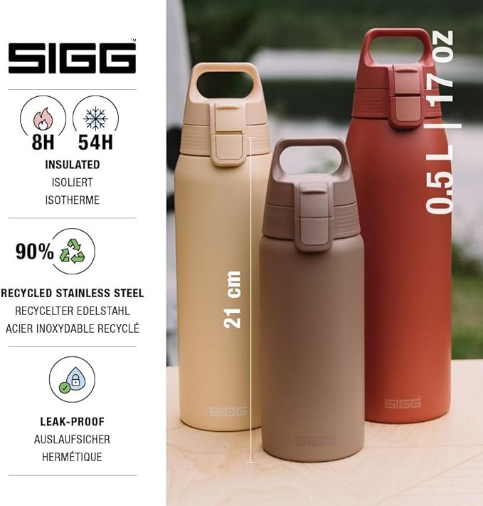 SIGG - Shield Therm- Stainless Steel Insulated Water Bottle - Carbonated Drinks, Leakproof, BPA Free, Recycled, 25, 34Oz
