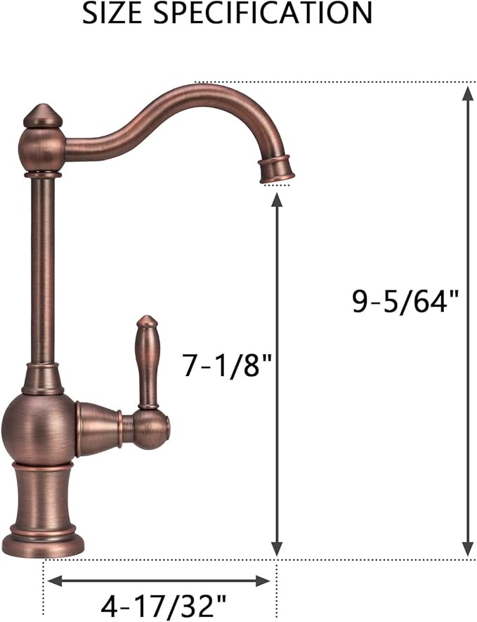 Akicon Brass Kitchen Faucet Drinking Water, Fits Most RO Units or Filtration Systems, Non-Air Gap, Cold Water Only (Antique Bronze)