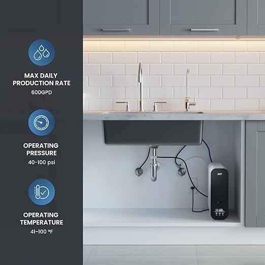 Mist- Reverse Osmosis Water Filter, Under Sink Water Filtration, Tankless RO System, 2:1 Pure to Drain Reduces TDS, 600 GPD, Smart Visual Display, IAPMO Certified, Undersink System