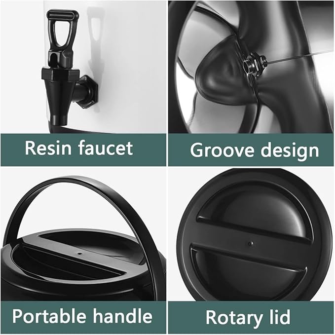 Urn Boiler Hot and Cold Water Dispenser Stainless Steel Tea Hot Water Bottle with Faucet Portable Handle Large Capacity Sealing (A 6L)