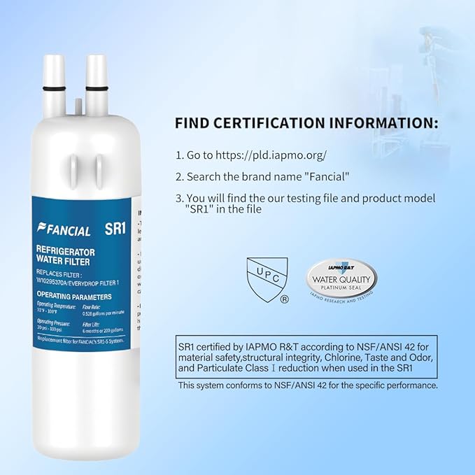 Fancial Refrigerator Water Filters Replacement for Whirlpool, Maytag, KitchenAid-Compatible with EDR1RXD1,W10295370A, Filter 1, WHR1RXD1,6-Month Long Life,four-pack