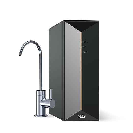 Brio Prism TROE600PRISM Reverse Osmosis Water Filtration, 4-Stage Tankless RO Water Filter System for Under Sink, 600 GPD, 1.5:1 Pure to Drain, Reduces TDS, Faucet, USA-Based Customer Support, Black