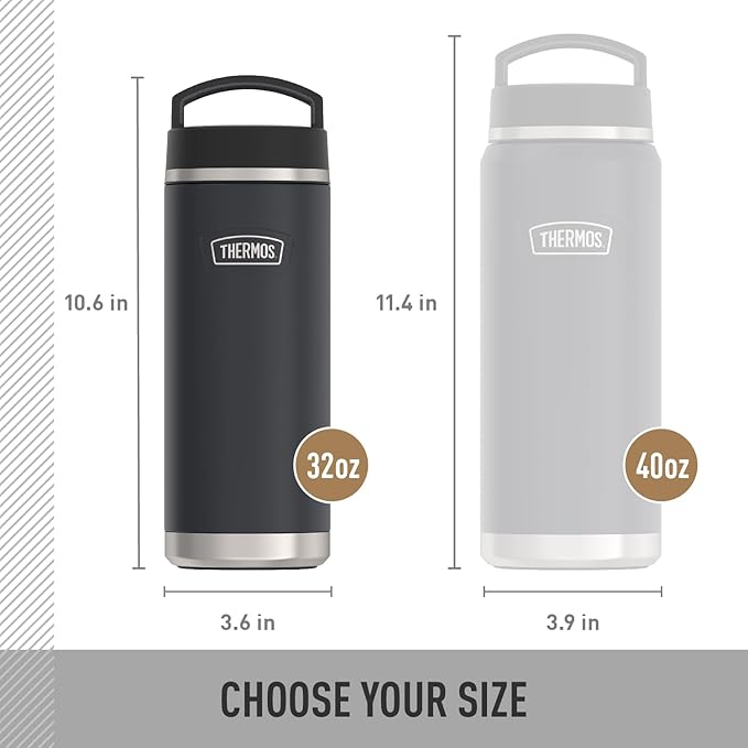 THERMOS ICON SERIES Stainless Steel Water Bottle with Screw Top Lid - 32 Ounce, Saddle - Vacuum Insulated Water Bottle with Lid
