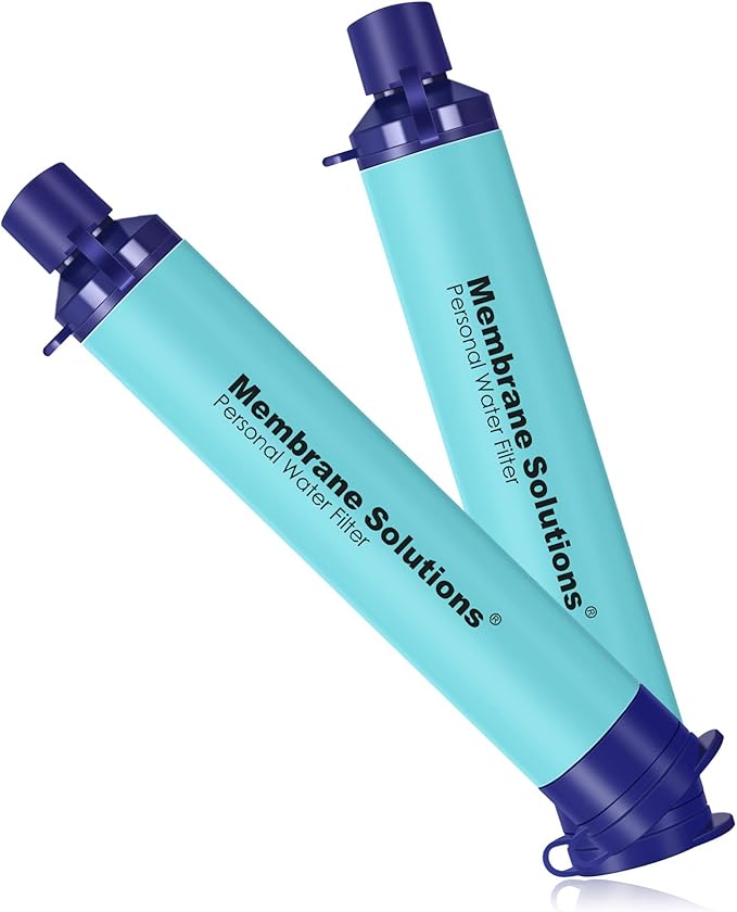 Membrane Solutions Straw Water Filter S1, NSF/ANSI 42&372&401 certificated, Survival Filtration Portable Gear, Emergency Preparedness, Supply for Drinking Hiking Camping Team Family Outing