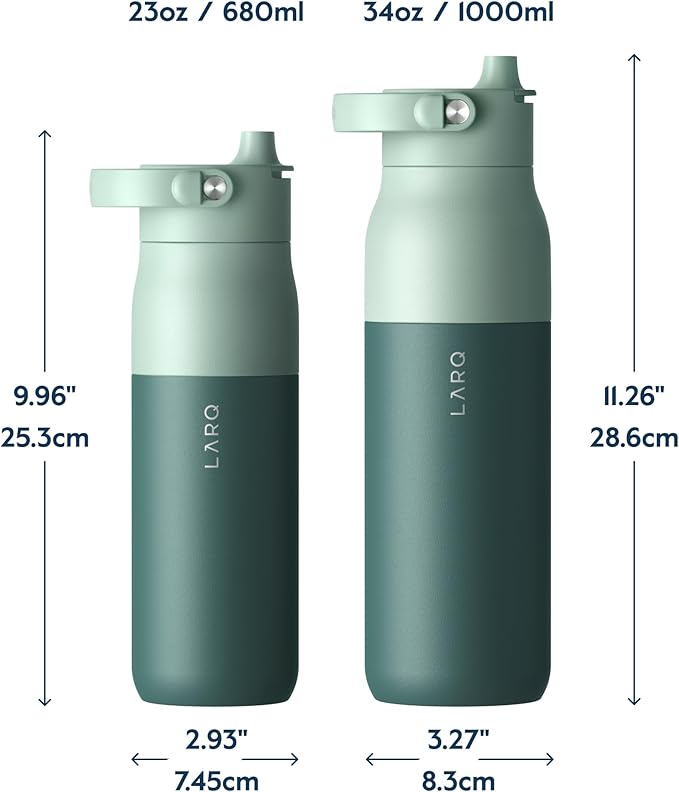 LARQ Bottle Swig Top 23oz - Insulated Stainless Steel Water Bottle With Built-In Silicone Handle | BPA Free | Reusable Water Bottle for Sports, Gym, and Travel, Eucalyptus Green