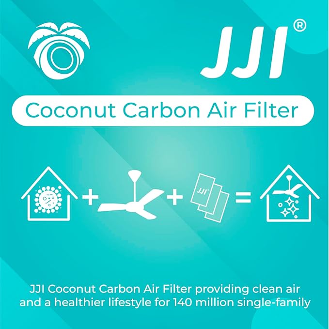 JJI Ceiling Fan Air Filter - Activated Charcoal Ceiling Fan Filters for Pets - Ceiling Fan Blades Shape Design - Easily Sticks on Ceiling Fan Blade Top (40Pack)