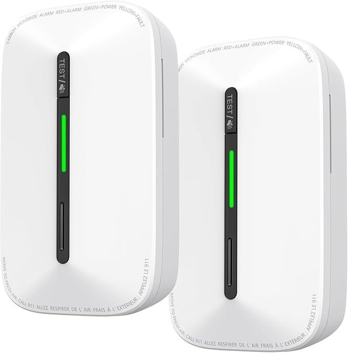 Carbon Monoxide Detectors Plug in,10 Year Replaceable Battery Operated Co Monitor Alarm,Plug and Play Co Detector,Portable Carbon Monoxide Detector for Home,Traval,RV,Hotel GS846A 2 Pack